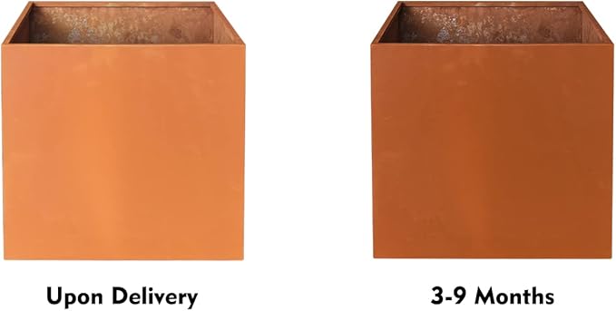 GZGNEEVL Corten Steel Planter Box Large Outdoor Planter Square Cube Planters Rustic Metal Garden Flower Pot 24 Inch Durable Antique Detached for Commercial Residential Patio Deck and Yard