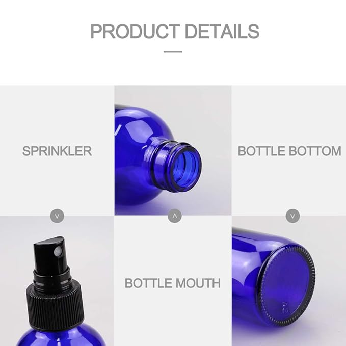 Wedama Spray Bottle, 4 oz Fine Mist Glass Spray Bottles, Little Refillable Liquid Containers for Watering Flowers Cleaning(16 Pack, Blue)
