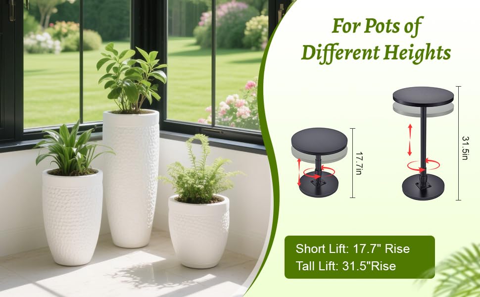 Decivems 2-Piece Adjustable Plant Stand Risers for Inside Pots - Universal 17.5"-31.5" Height Pot Fillers for Large Tall Planters, Fits 6/8/10" Base OR Top (Square/Round/Taper)