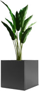 REBaiYU Steel Metal Square Planter Box for Indoor Outdoor, 20/24Inch Modern Flower Pots Tall Cube Planters with Large Opening Design for Plants, Flowers, Garden (Black, 24Inch)