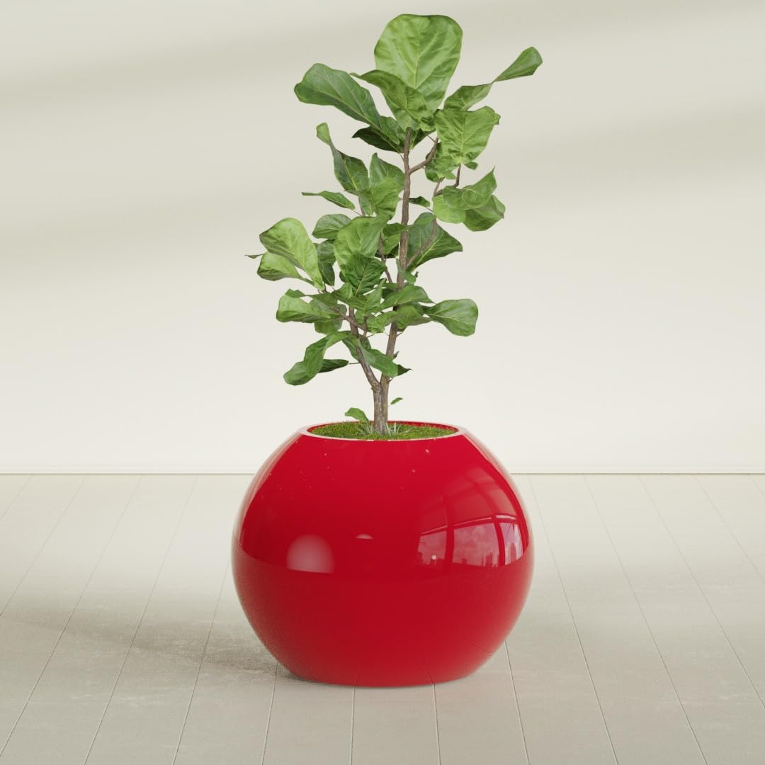 Greenline Nala Large Round Sphere Planter, Modern Fiberglass Indoor/Outdoor