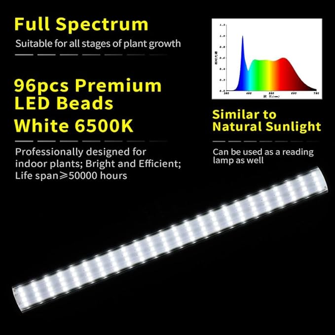 JCBritw Standing LED Grow Light，Adjustable T12 Bar Plant Light, White 6500K Full Spectrum Plant Grow Lamp on Stand for Indoor Plants Seed Starting, Seedlings, Veg, Flower