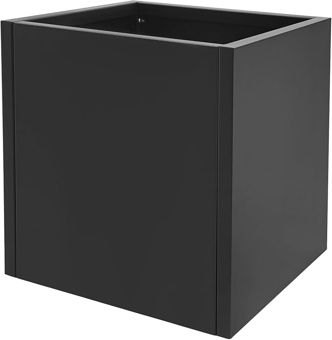 20 & 24 &17 Inch Square Steel Planter Box with Drainage - Modern Tall Cube Planters for Indoor & Outdoor Use,Large Contemporary Flower Pot for Patio, Garden, Deck & Houseplants (Black, 17Inch)