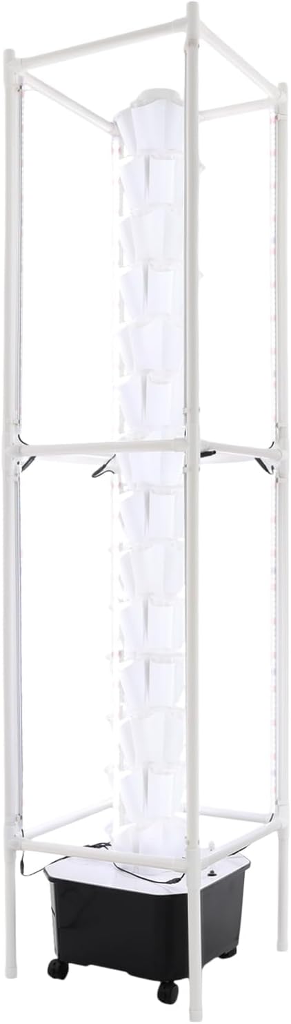Hydroponic Growing System, 70-Plant Vegetable Planter Tower with Lights and Wheels, Outdoor Indoor Garden Vertical Planter Germination Kit with Water Pump & Intelligent Water Circulation