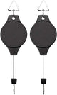 Lythor Pack Plant Hook Pulley, Retractable Plant Hanger Easy Reach Hanging Flower Basket for Garden Baskets Pots and Birds Feeder Hang High up and Pull Down to Water Or Feed (Black 2Pack)