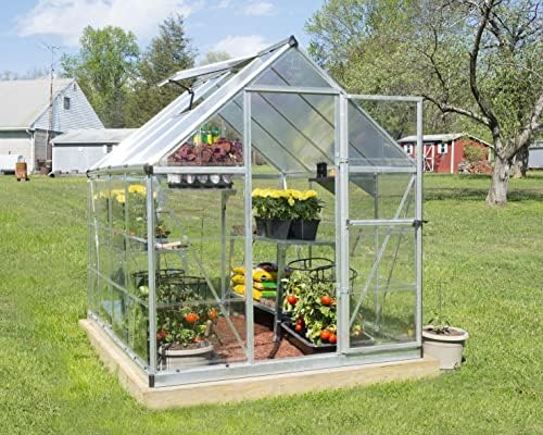 Palram - Canopia Hybrid 6' x 8' Polycarbonate Aluminum Greenhouse, Silver