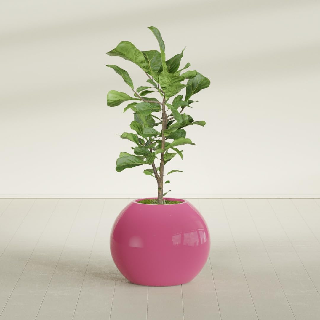 Greenline Nala Large Round Sphere Planter, Modern Fiberglass Indoor/Outdoor