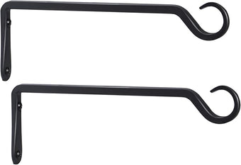 AILIN YELOKIE 2 Pack Premium Forged Wall Hook, Sturdy Hanging Plant Bracket, Elegant Hook for Bird Feeders, Planters, Lanterns, Wind Chimes Indoor Outdoor, Upgrade Black, 12 Inch