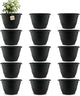 RooTrimmer 15 Pack 11 Inch Plant Pots with Drainage Holes,Black Plastic Flower Pots with Hanging Holes,Durable Planters for Indoor & Outdoor Plants,Nursery Pots