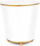 Jaye's Studio Mattie White, Decorative Round Cachepot & Planter, Matte White, Gold Trim & Finish, Hand-Painted, Handcrafted Metal, Luxury Indoor Planter, Size 6"