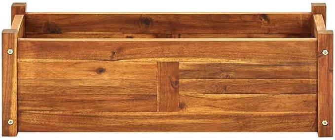 vidaXL Garden Raised Bed, Wooden Raised Flower Bed for Flowers and Plants, Solid Acacia Wood Planter, Outdoor and Indoor Use, Brown
