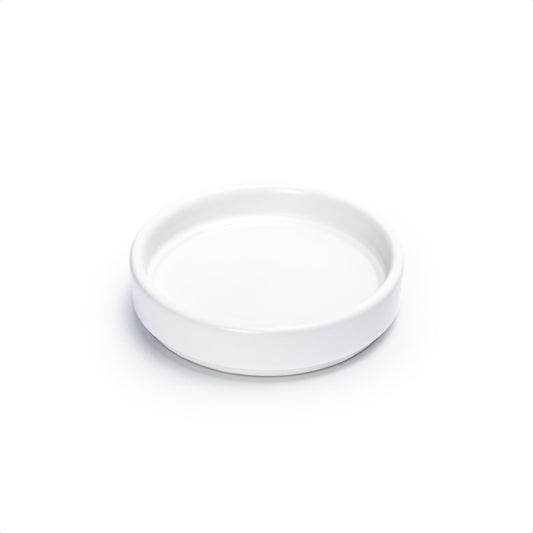 D'vine Dev Modern Round 3.7 Inch Ceramic Plant Pot Saucer, Planter Pot Drainage Tray for Indoor Plants, Matte White, 97-T-A-1
