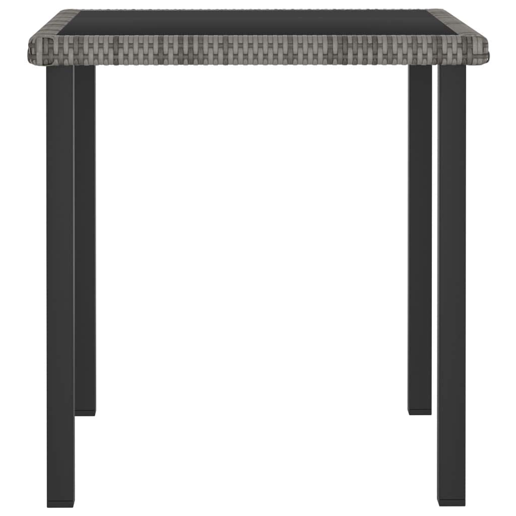 mtlskopl 3-Piece Rattan Outdoor Dining Set, Square Patio Bistro Table and 2 Cofty Chairs with Cushions, Space Saving Gray Wicker Conversation Set for Balcony, Porch and Small Space Backyard