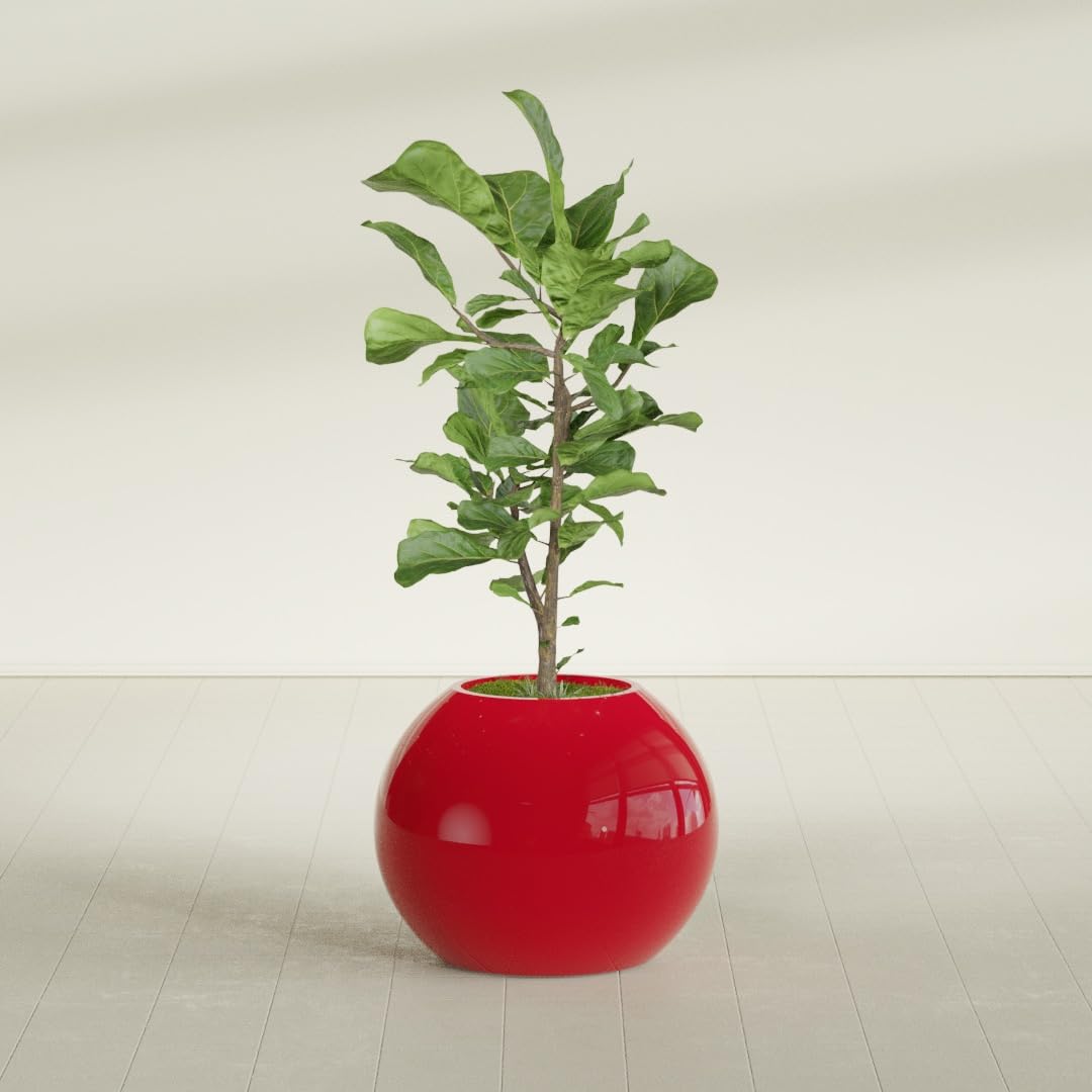 Greenline Nala Large Round Sphere Planter, Modern Fiberglass Indoor/Outdoor