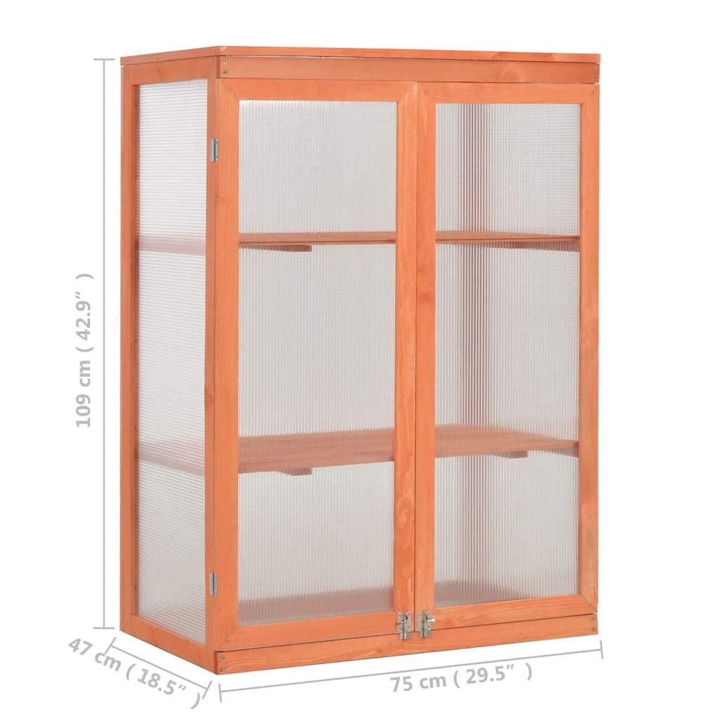 Loibinfen Wooden Portable Greenhouse with 2 Shelves and 2 Doors, Garden Mini Greenhouse Cabinet for Outdoor Indoor Use 29.5"x18.5"x42.9"