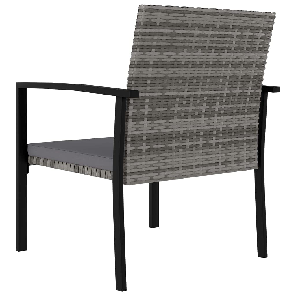 mtlskopl 3-Piece Rattan Outdoor Dining Set, Square Patio Bistro Table and 2 Cofty Chairs with Cushions, Space Saving Gray Wicker Conversation Set for Balcony, Porch and Small Space Backyard