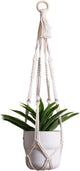 Artilady Plant Hanger Indoor Macrame Hanging Planters for Plants Holder Boho White Basket No Tassels Farmhouse Rustic Window Wall Decor (White Planter)