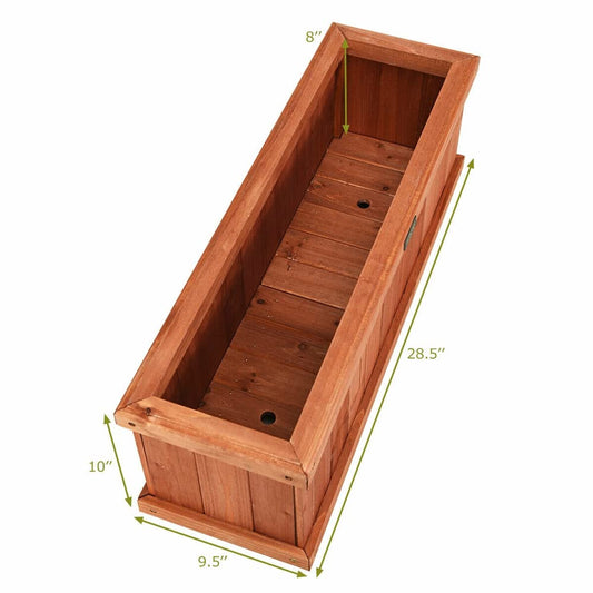 Liviza Wood Rectangular Decorative Planter Box, Window Decorative Garden Box, Planter Stand for Patio Balcony Grass Lawn Yard