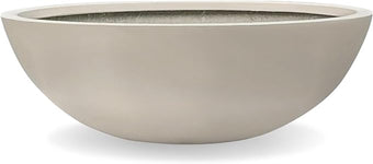 KUTE NEST 7.7" H x 22" D Round Bowl Fiberstone Planter for Succulent and Lotus with Drainage Hole, Smooth Finishes, Weather Resistant, Included 2 Extra Coco Mats (Taupe, 19.9" Pot Opening)