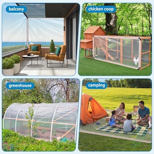 Clear Tarps Heavy Duty Waterproof 6x16FT,Clear Plastic Tarp with Grommets,Transparent PVC Vinyl Tarpaulin for Outdoor,Plant,Garden,Chicken Coop,Patio,Cat Litter