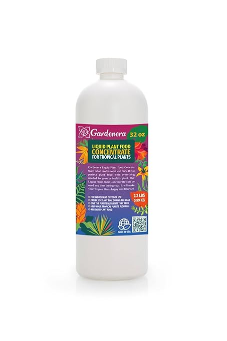 Gardenera Plant Growth Superfood for Tropical Plants with 18 Essential Vitamins & Minerals - Organic Plant Food Fertilizer - Micro-Fungi and Bio-Organisms for Plant Care & Growth Enhancement - 32oz