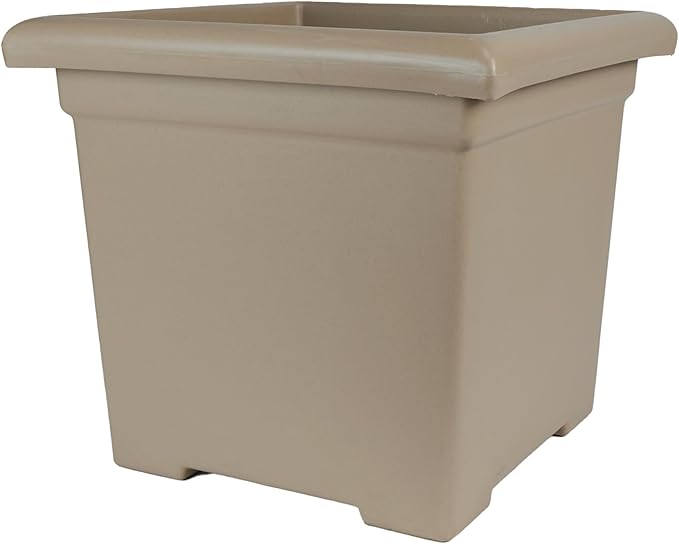 The HC Companies Accent Square Plant Pot w/Drainage - Classic Planters for Outdoor Plants & Indoor Plants - Lightweight & UV-Resistant Square Planter Box (15.5”, Sandstone, Pack of 1)