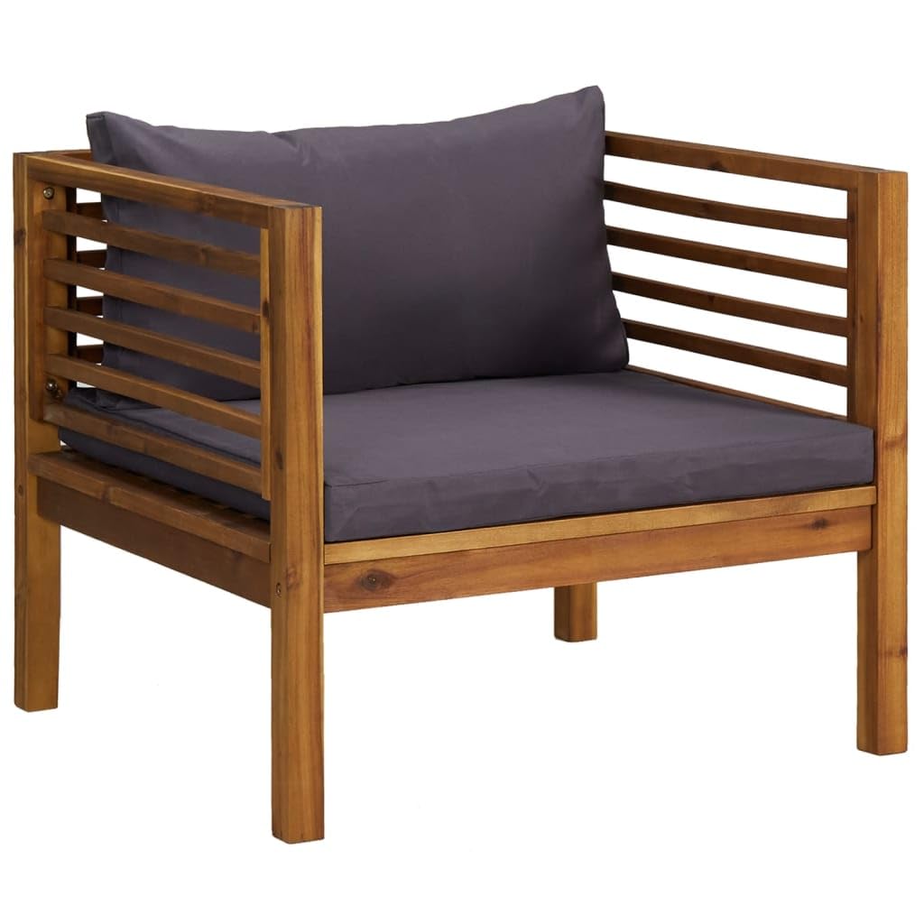 YuuSsea Outdoor Patio Furniture Set Chairs Table - Acacia Wood Lounge Set for Garden, Balcony & Porch - Small Space Conversation Sets, Dark Grey