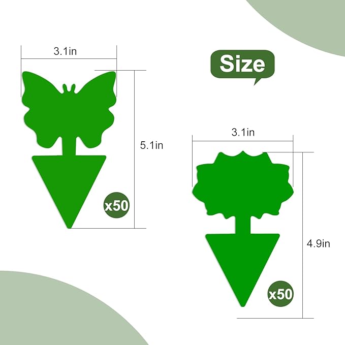 Fruit Fly Traps, 100 Pack Green Sticky Traps, Fungus Gnat Traps, Plant Fly Stickers for Indoor and Outdoor Use Protect The Plant