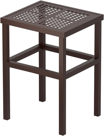 DHYGOTFUR Plant Stand - Indoor/Outdoor Extra-Sturdy 23" tall Aluminum Plant Stand – Ideal for Patios, Gardens, Living Room Decoration (Brown)