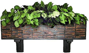 MY SWANKY HOME Elegant Geometric Design Bronze Metal Wall Planter Box Flower Indoor Outdoor
