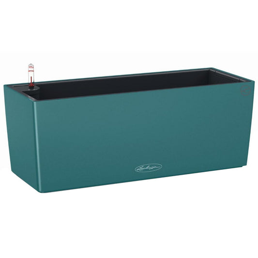 Lechuza BALCONERA Color 50 Petrol Blue, Self-Watering Window Box (Railing Planter), H7.5 L19.7 W7.5 in