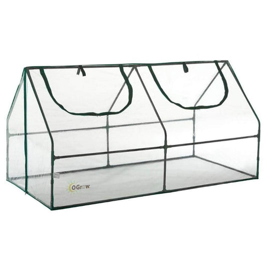 OGrow Compact Garden Cloche, Mini Greenhouse, Seed Starter Plant Protector, Indoor and Outdoor Use, Portable Growing Dome for Herbs, Flowers, Vegetables, Clear Cover