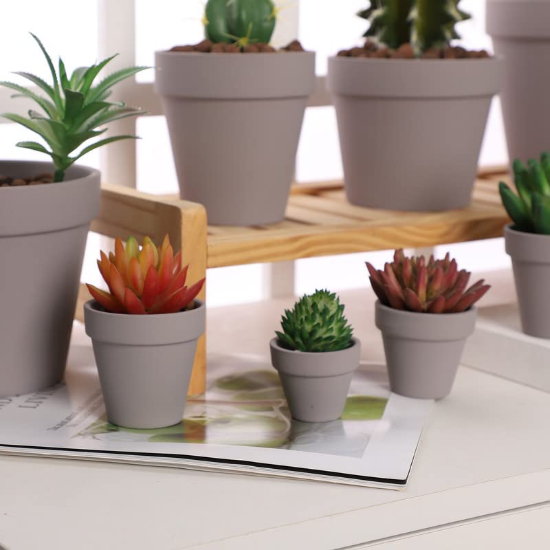 Yishang 27 pcs Small Mini Grey Clay Pots, 2 inch Terracotta Pot Clay Ceramic Pottery Planter,Cactus Flower Terra Cotta Pots,Succulents Nursery Pots,with Drainage Hole,Great for Crafts,Wedding Favor