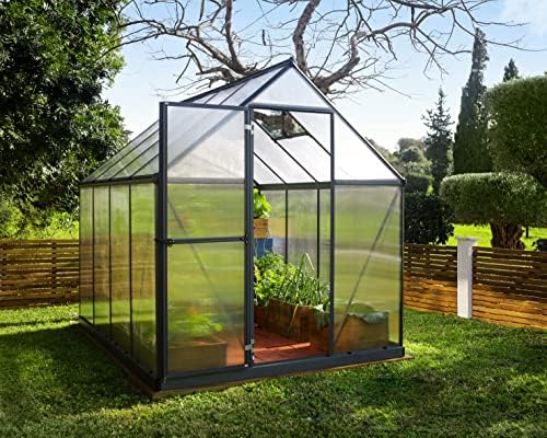 Palram - Canopia Mythos 6' x 8' Polycarbonate Aluminum Greenhouse, Gray
