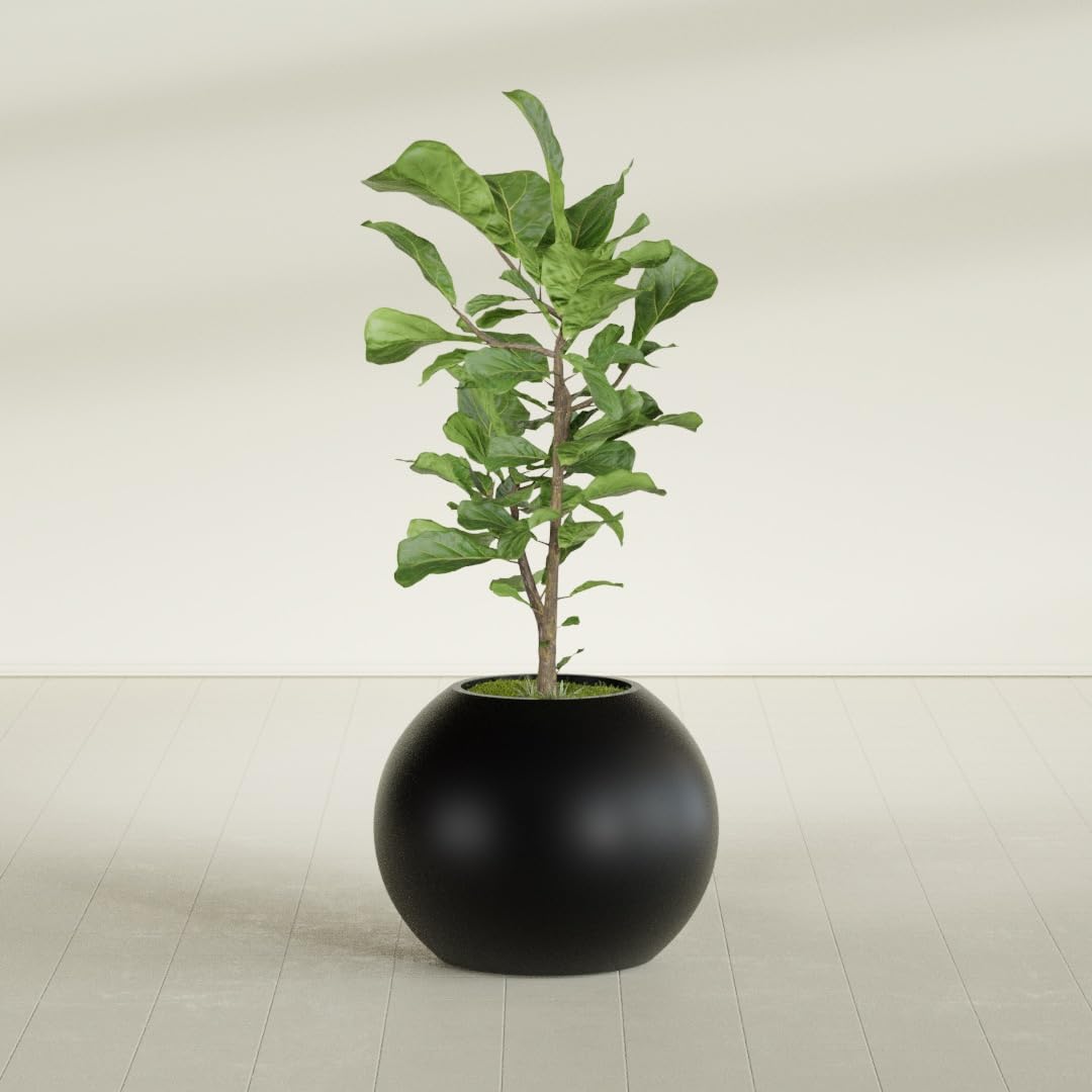 Greenline Nala Large Round Sphere Planter, Modern Fiberglass Indoor/Outdoor