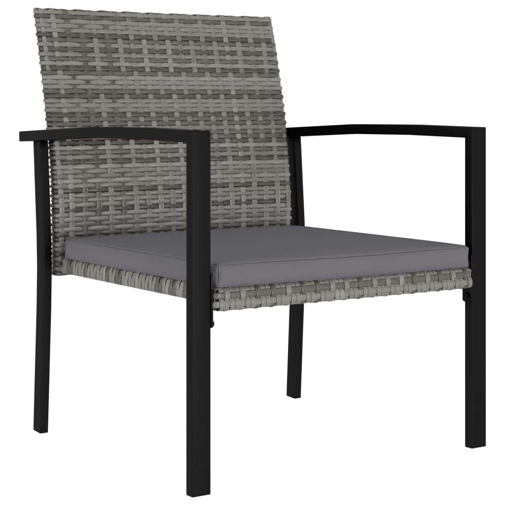 mtlskopl 3-Piece Rattan Outdoor Dining Set, Square Patio Bistro Table and 2 Cofty Chairs with Cushions, Space Saving Gray Wicker Conversation Set for Balcony, Porch and Small Space Backyard
