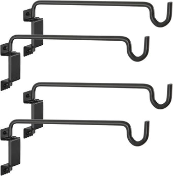 AILIN YELOKIE 16" 360° Swivel Plant Hanger (2-Pack) - Heavy Duty Solid Steel Wall Hook, 12-Directional Adjustable for Bird Feeders, Outdoor/Indoor Plants, Garden & Patio, Rust-Resistant Black
