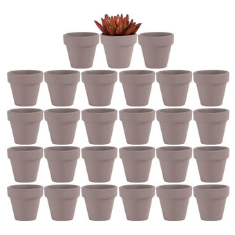 Yishang 27 pcs Small Mini Grey Clay Pots, 2 inch Terracotta Pot Clay Ceramic Pottery Planter,Cactus Flower Terra Cotta Pots,Succulents Nursery Pots,with Drainage Hole,Great for Crafts,Wedding Favor