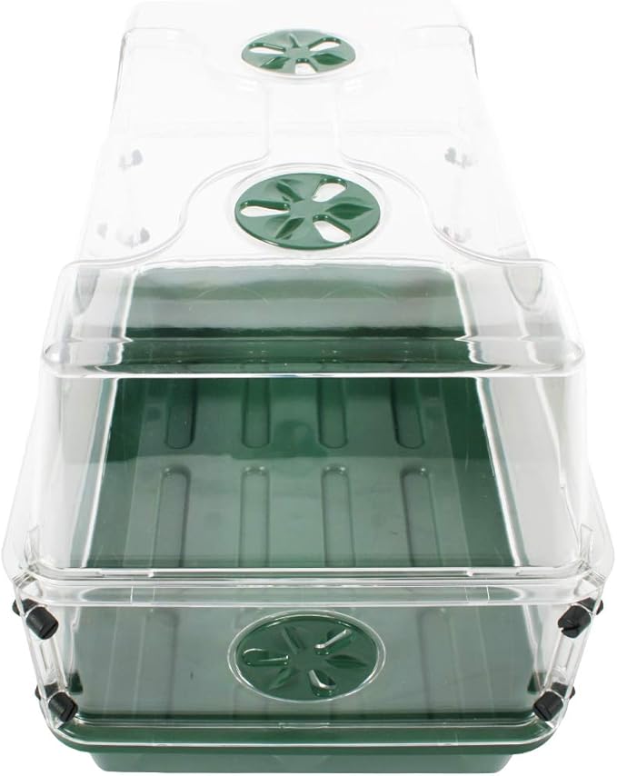 EarlyGrow 93763 Medium Seed and Herb Domed Propagator with Vented Side Height Extension, Green
