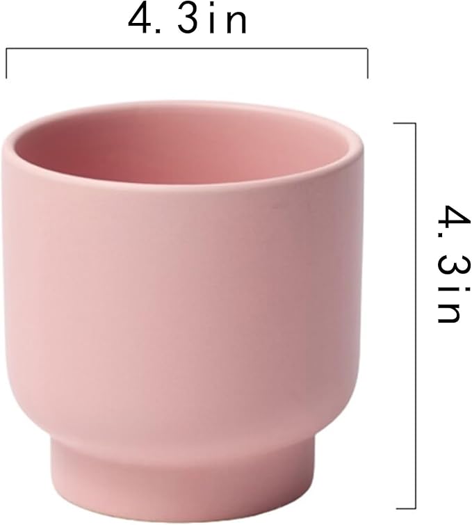 LB Pink Ceramic Plant Pots for Indoor Plants, Succulent Planters Ceramic Plant Pot, Cute Flower Pots for Living Room Office Home Decor, Round Flower Pot of 4.3 Inch(Plant Not Included)