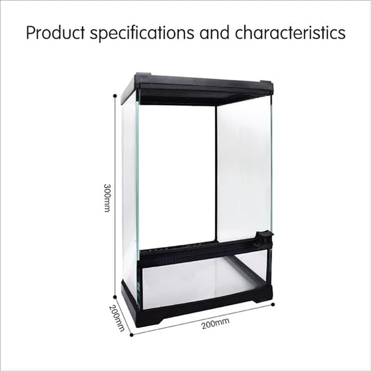 Waazoorep Mini Reptile Glass Terrarium Tank 8"x8"x12“ Full View with Front Opening Door and Enclosure Habitat Cage for Leopard Gecko Tarantula Young Lizard Hermit Crab Frog Insects Breeding Tank