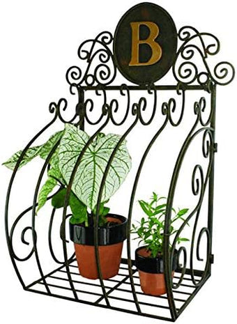 MY SWANKY HOME Ornate Monogrammed Wrought Iron Cage Scroll Wall Planter Box Bronze Gold Outdoor