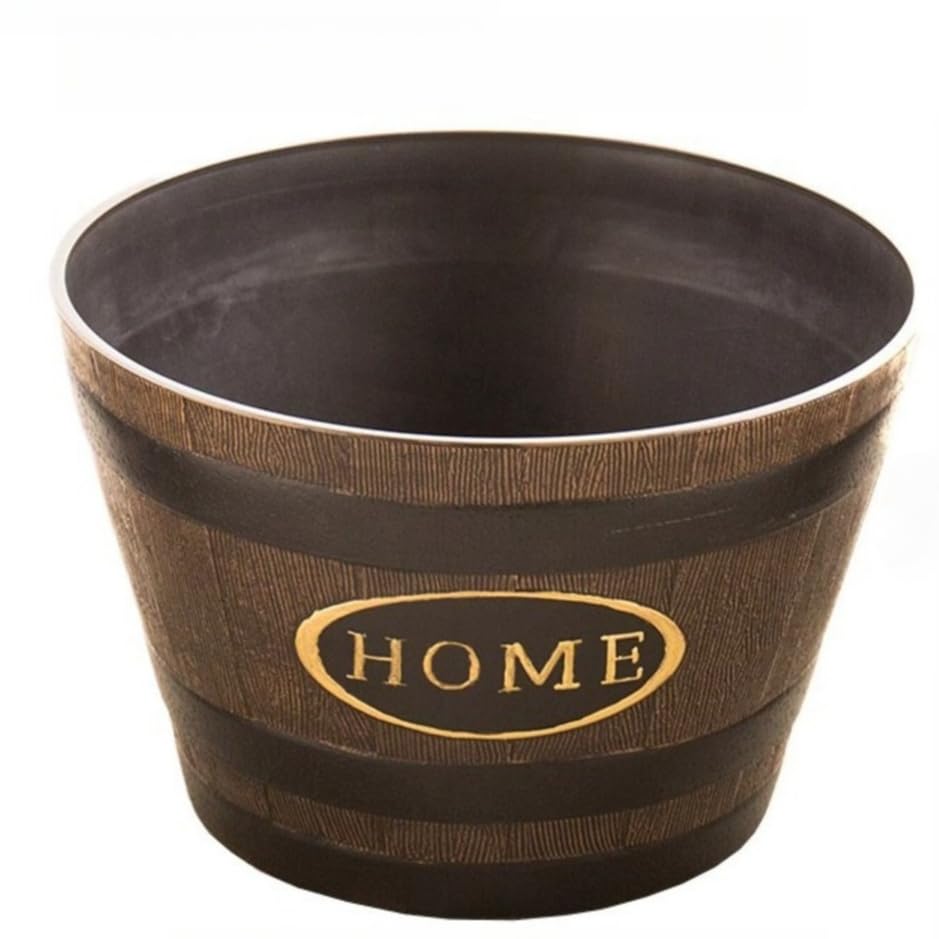 PotSonntag 15 inch Whiskey Barrel Planter (Walnut Brown)