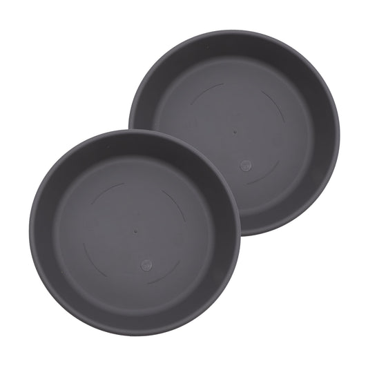 The HC Companies Classic Round Planter Pot, 14 Inch, Warm Gray, 2-Pack