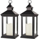 Bright Zeal 2-Pack 14" Decorative Candle Lantern Black Outdoor Lanterns with Timer Candles - IP44 Waterproof Vintage Lanterns Battery Powered LED Decorative for Wedding - Warm White Hanging Wall