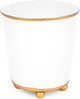 Jaye's Studio Mattie White, Decorative Round Cachepot & Planter, Matte White, Gold Trim & Finish, Hand-Painted, Handcrafted Metal, Luxury Indoor Planter, Size 4"