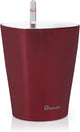 Dexceder 6x7 Self Watering Planter Indoor Outdoor, High Gloss Table Flower Plant Pot with Water Level Indicator (Wine Red)