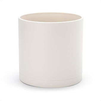 D'vine Dev 10 Inch Plastic Planter Pots for Plant Pot with Drainage Hole and Seamless Saucers, Oatmeal, 74-X-H-2
