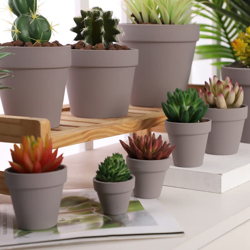 Yishang 27 pcs Small Mini Grey Clay Pots, 2 inch Terracotta Pot Clay Ceramic Pottery Planter,Cactus Flower Terra Cotta Pots,Succulents Nursery Pots,with Drainage Hole,Great for Crafts,Wedding Favor