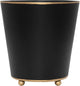 Jaye's Studio Mattie Black, Decorative Round Cachepot & Planter, Matte Black, Gold Trim & Finish, Hand-Painted, Handcrafted Metal, Luxury Indoor Planter, Size 6"